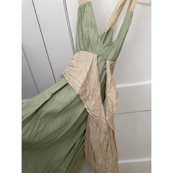 Ruth Crinkle Silk Colorblock Maxi Dress - Size 4 - Picture 3 of 10